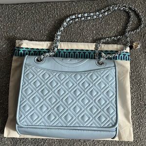 SOLD- Authentic brand new with tag Tory Burch blue Fleming chain shoulder bag